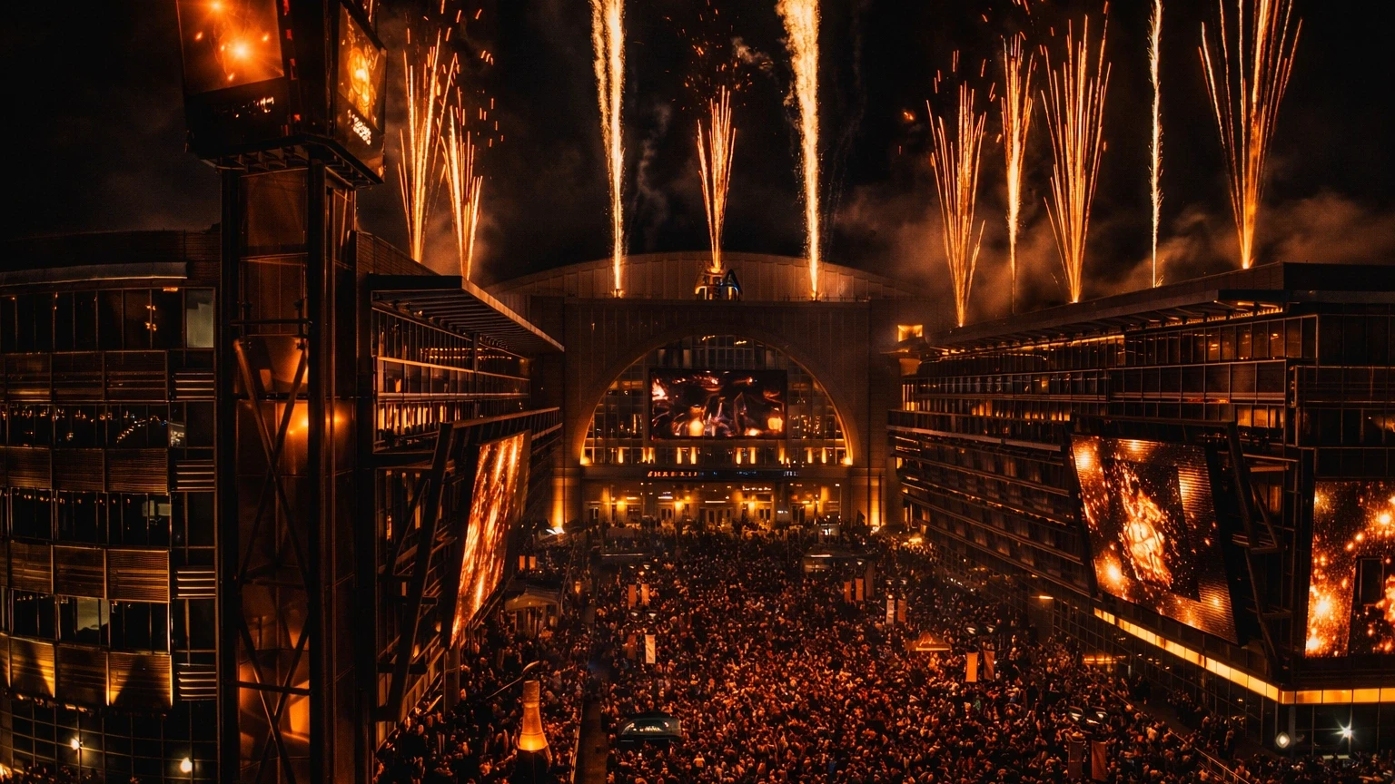 Major Dallas County event with fireworks and large crowd