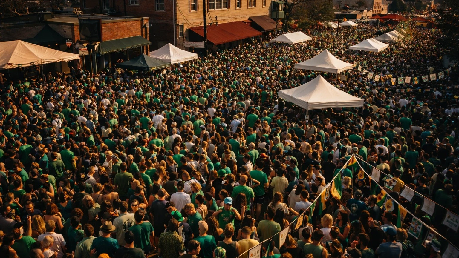 St Patricks Day block party crowd on Lower Greenville Avenue Dallas