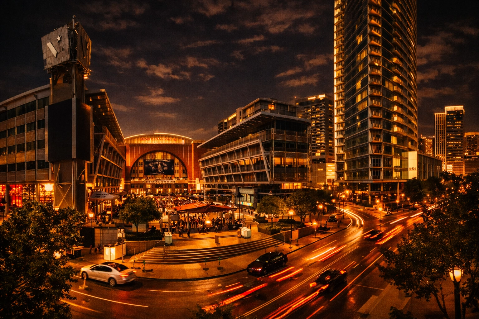 Victory Park and American Airlines Center area in Dallas Texas